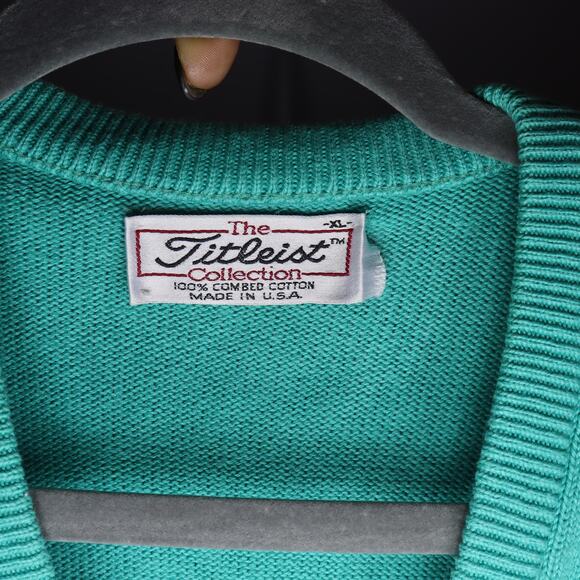 Vintage Titleist Collection Golf Vest XL Green 100% Cotton Made in USA - Picture 3 of 5